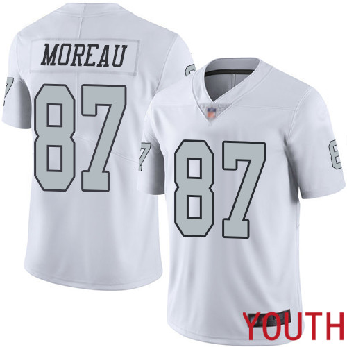 Oakland Raiders Limited White Youth Foster Moreau Jersey NFL Football #87 Rush Vapor Untouchable Jersey